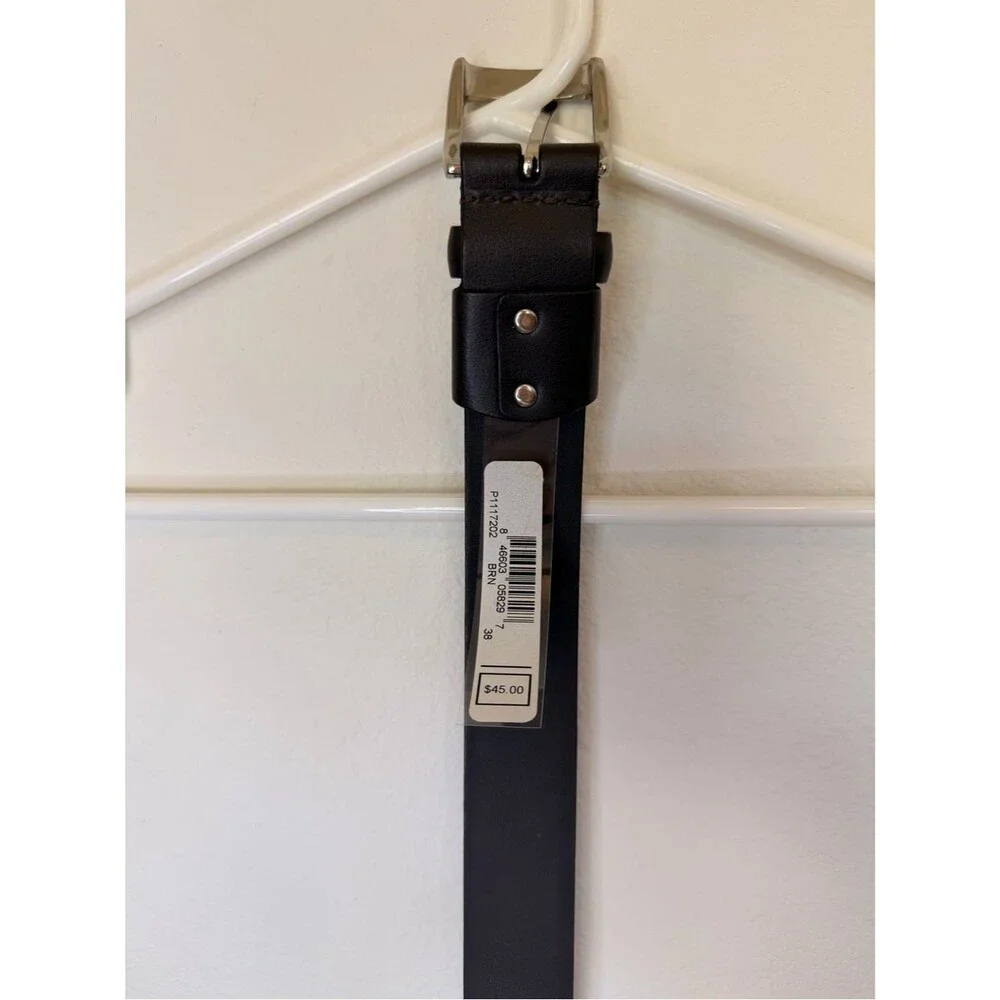 NWT Nike Golf Black Belt Silver Buckle Swoosh Dress Belt Mens Size 38 Casual